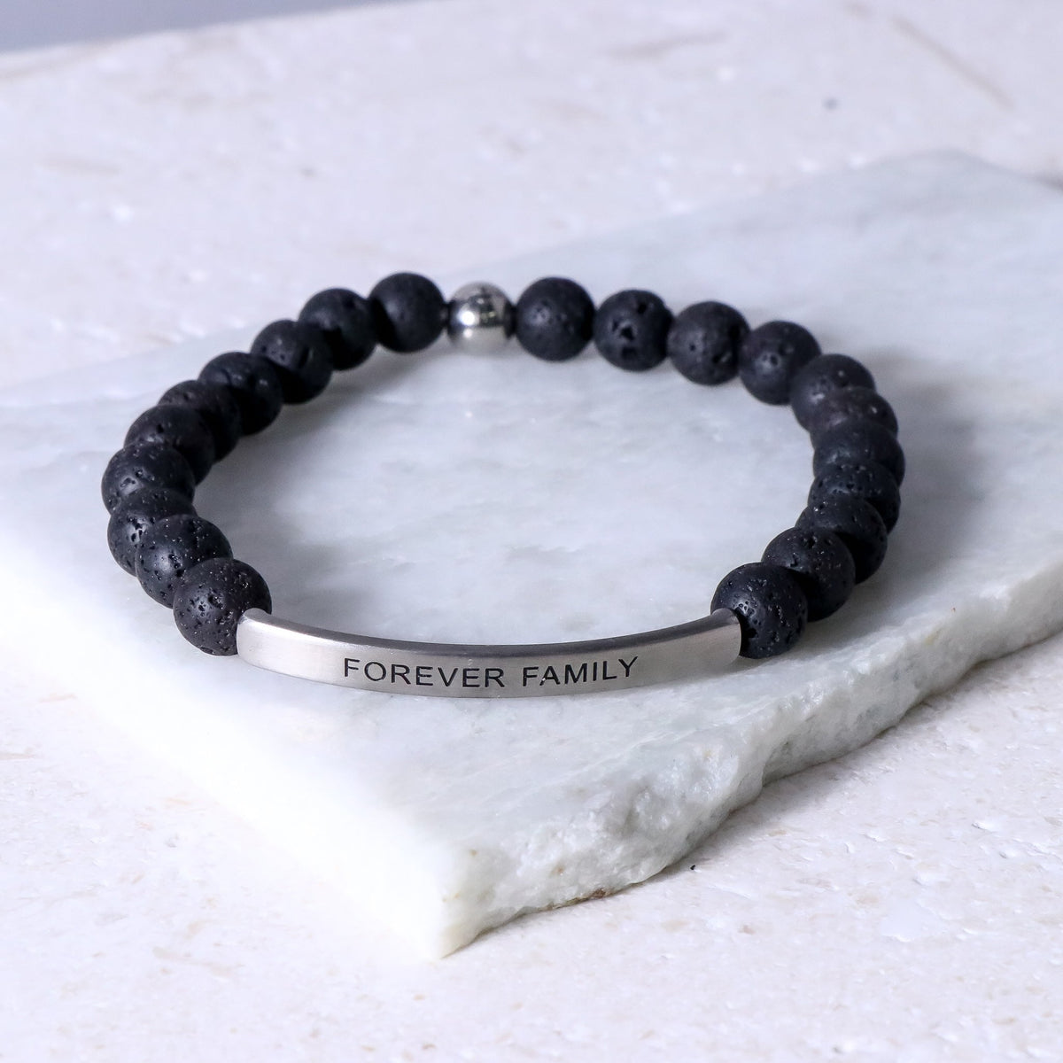 Natural earth stone engraved inspirational bracelet
