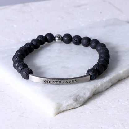 Natural earth stone engraved inspirational bracelet