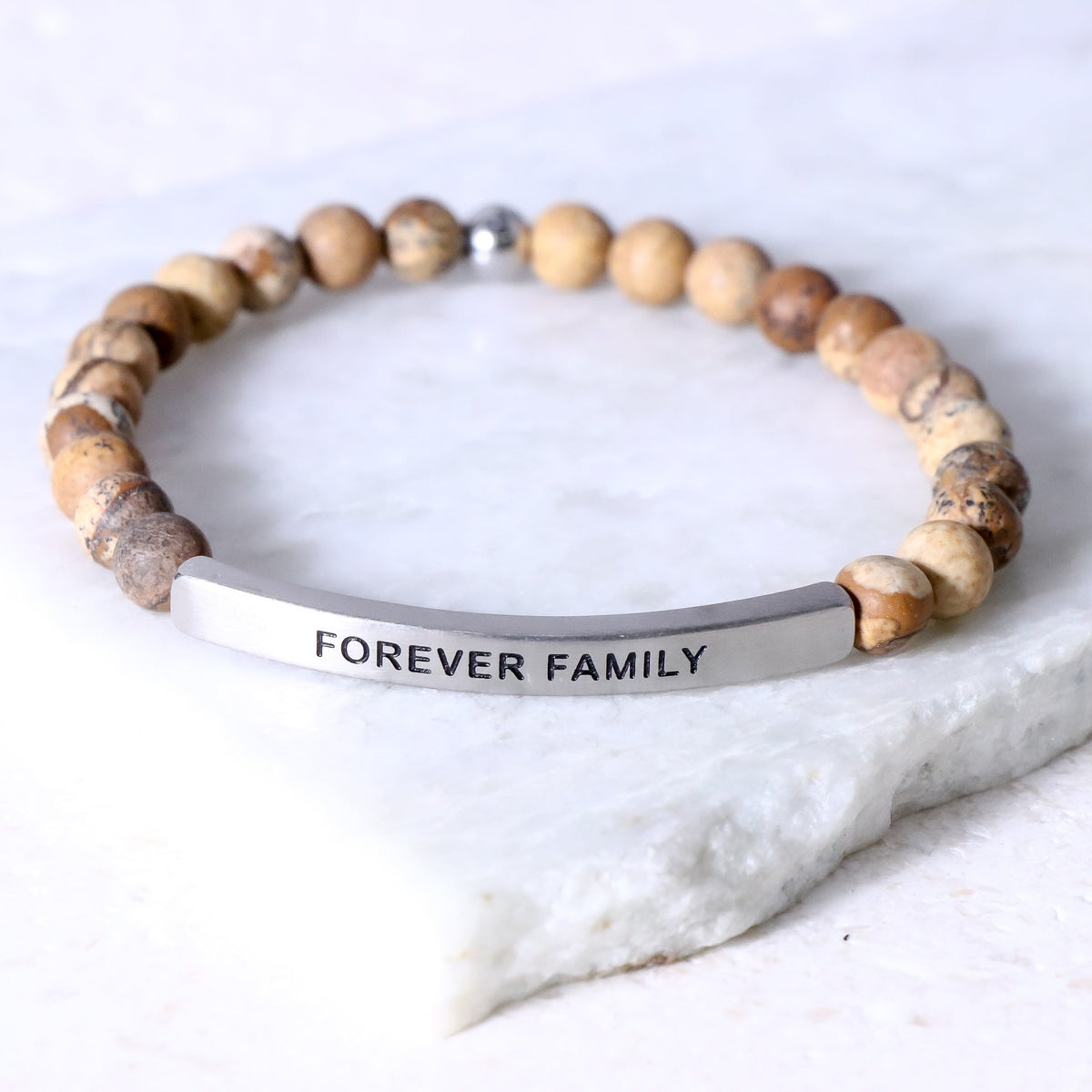 engraved beaded inspirational bracelet
