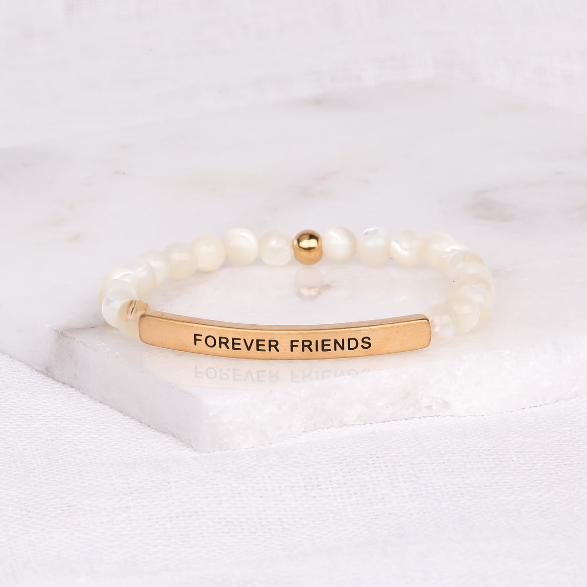 Pearl engraved friendship bracelet