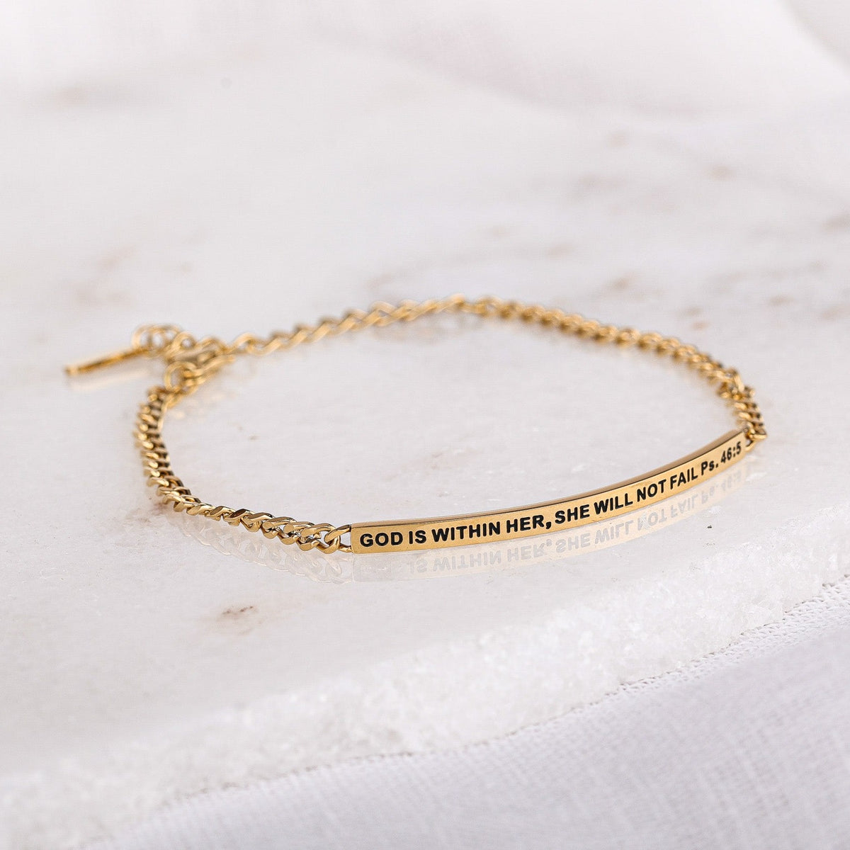 engraved gold chain bracelet