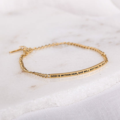 engraved gold chain bracelet