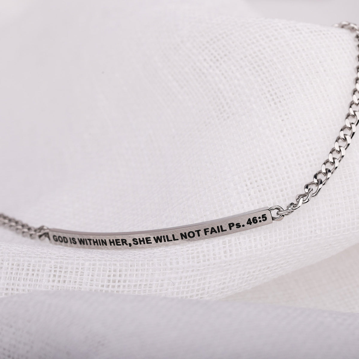 engraved scripture chain bracelet