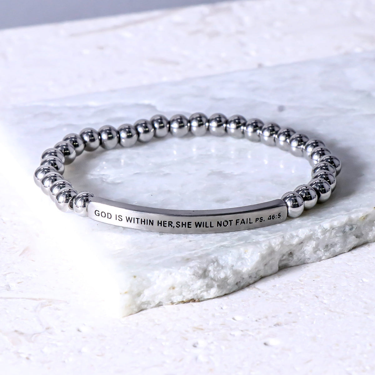 stainless steel engraved message bracelet