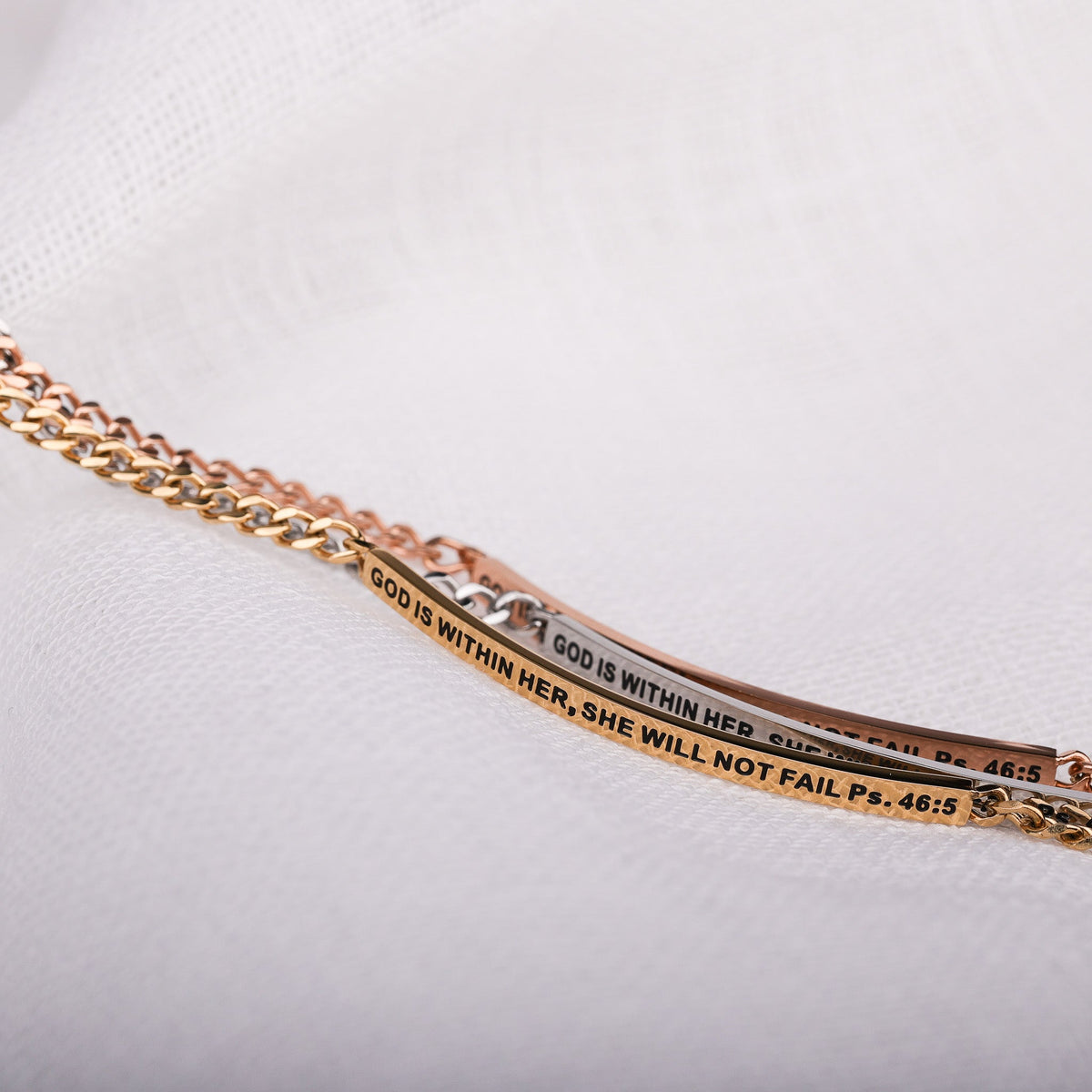 engraved positive message chain bracelet