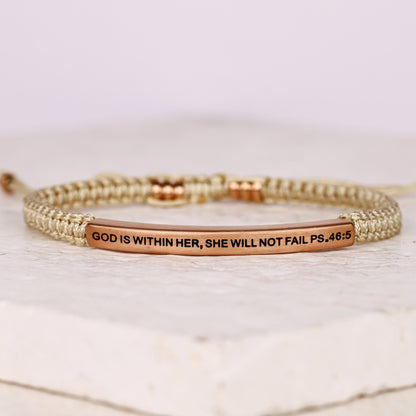 Engraved inspirational rope bracelet