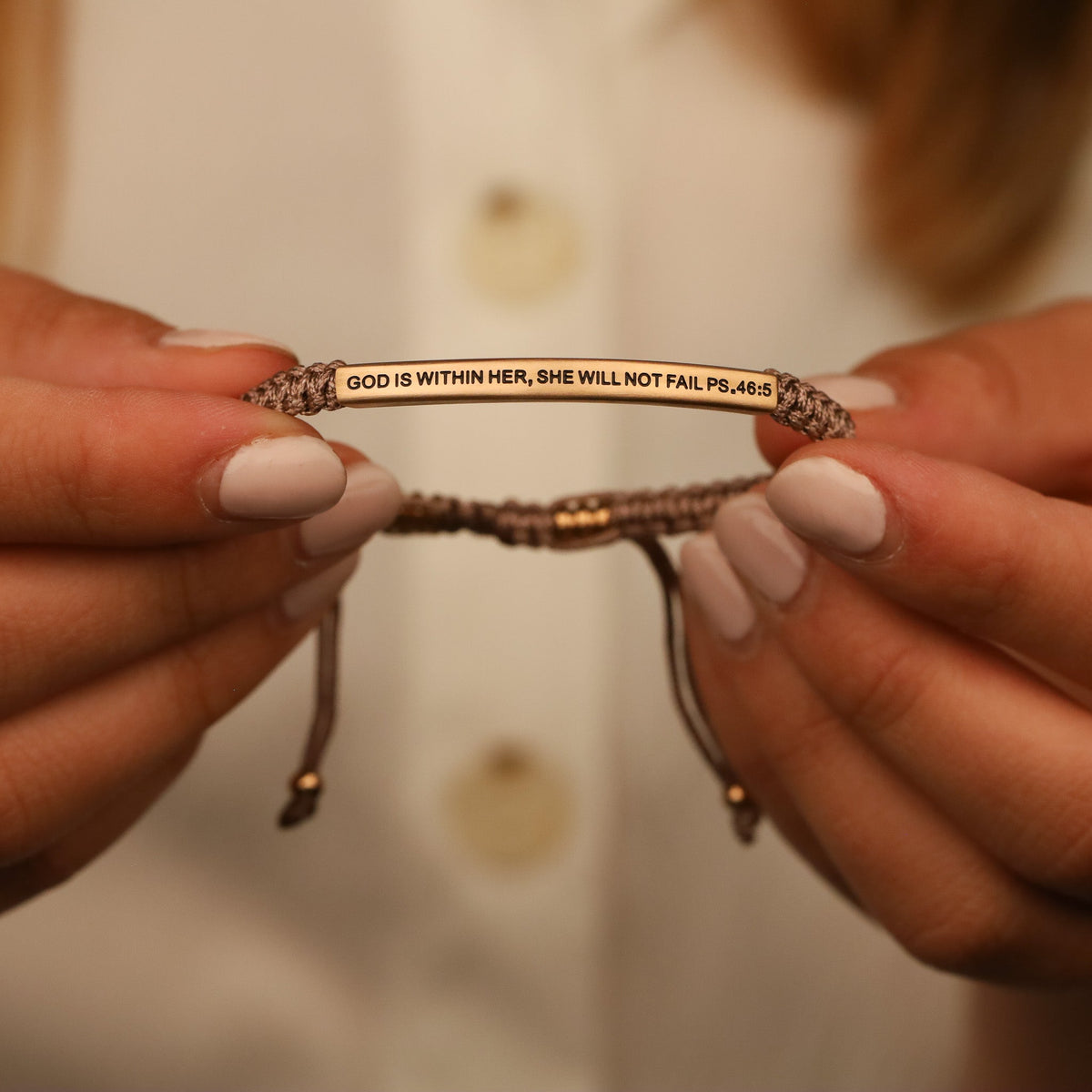 engraved adjustable rope bracelet