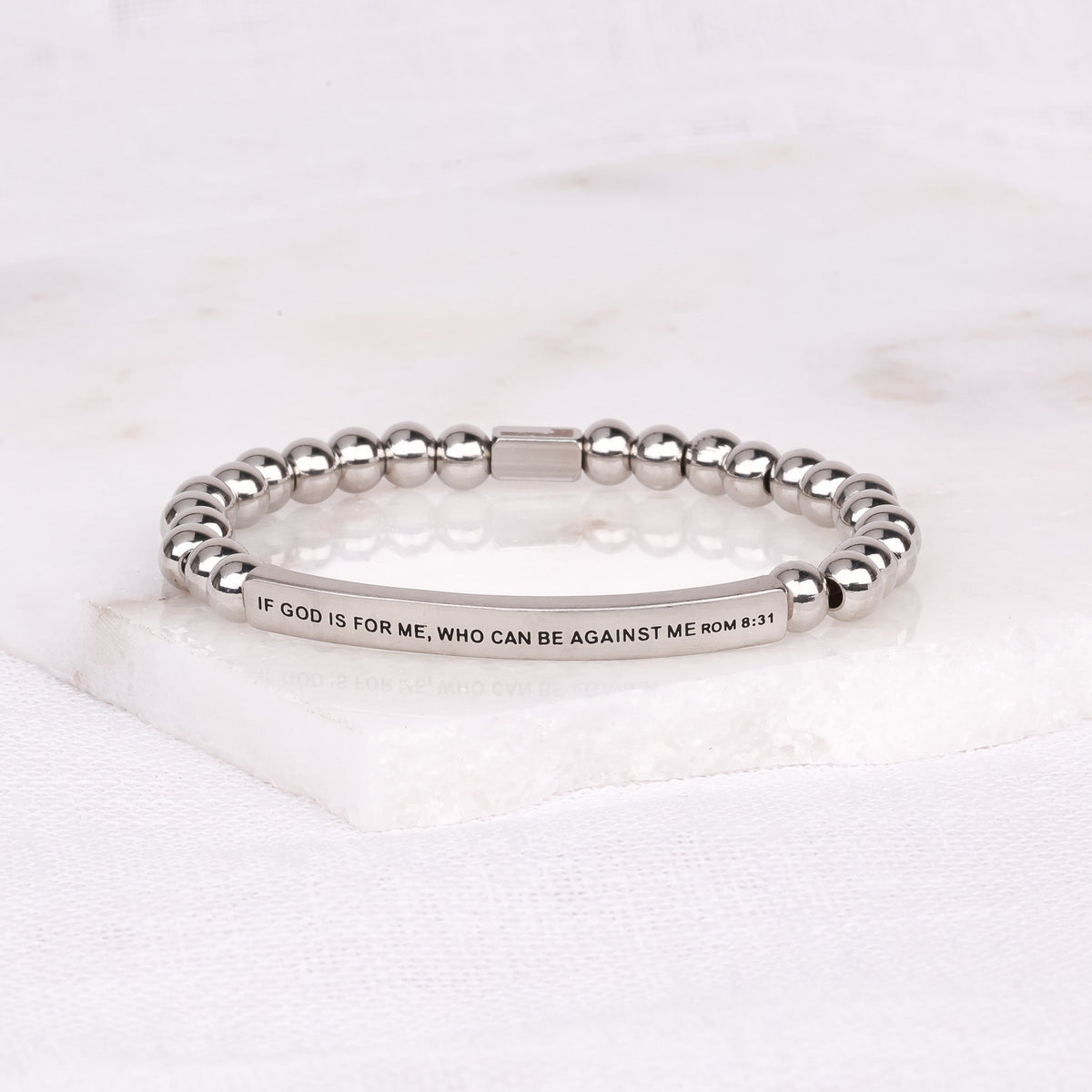 engraved beaded bible verse bracelet