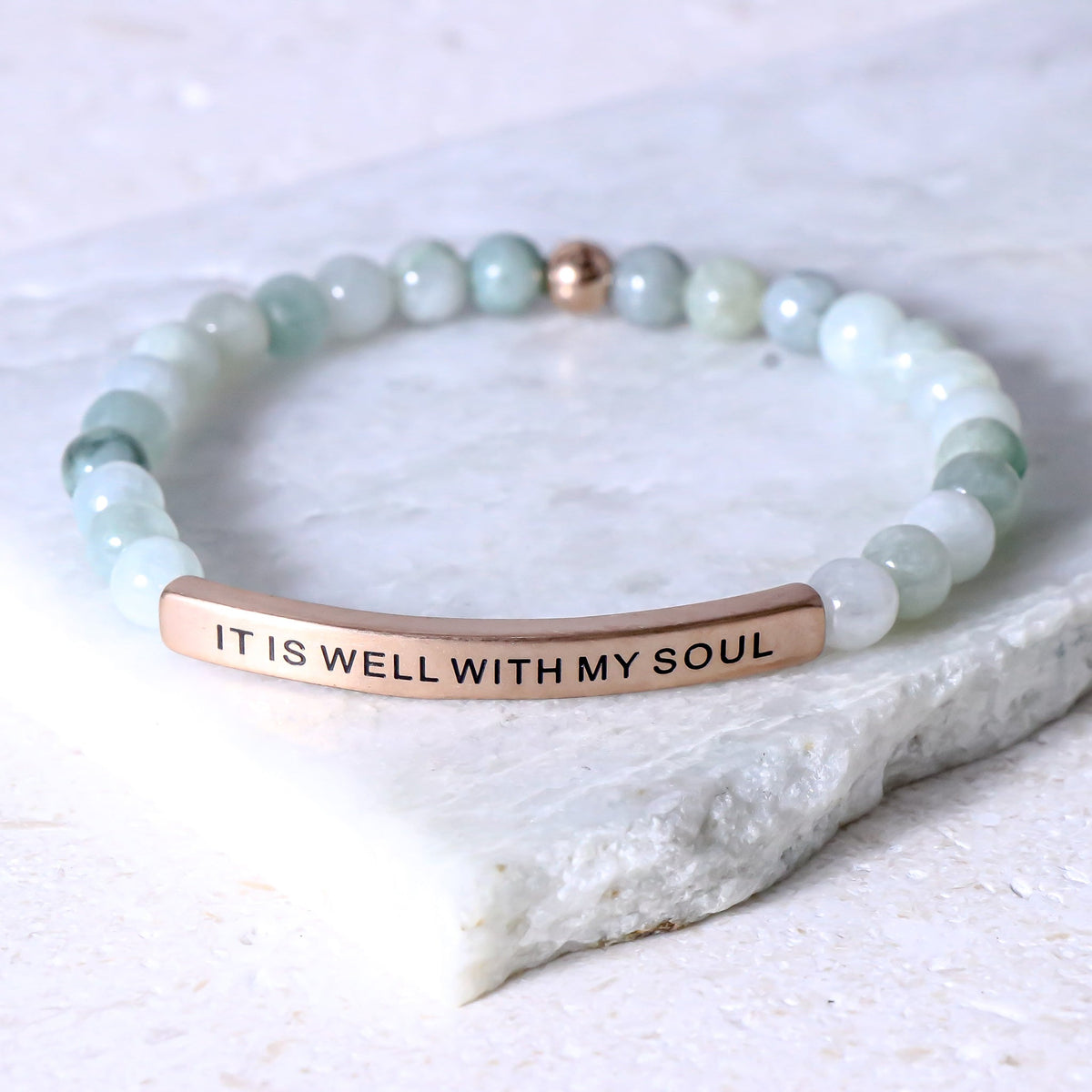 Faith bracelet featuring “It Is Well With My Soul” message