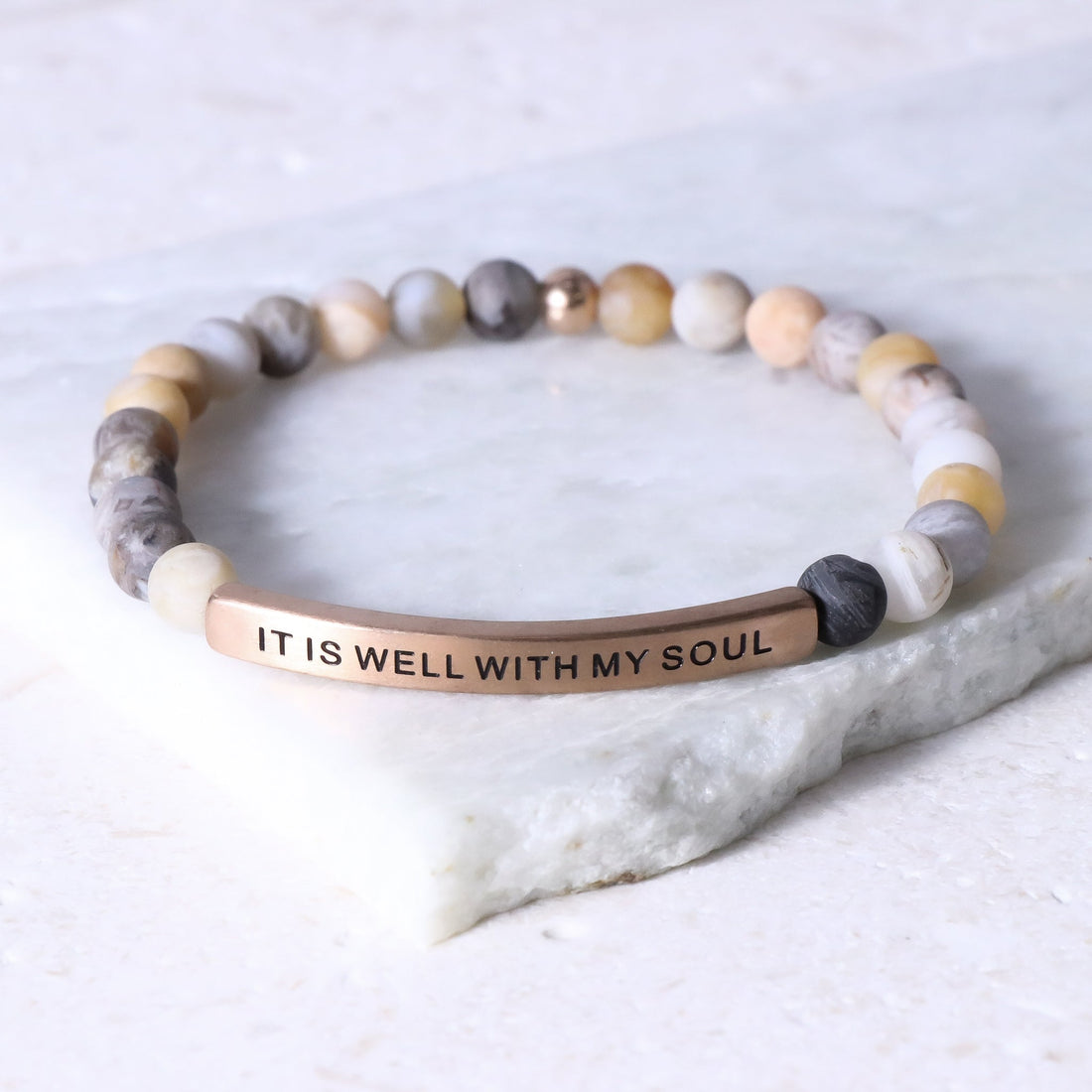 Christian bracelet engraved with “It Is Well With My Soul”