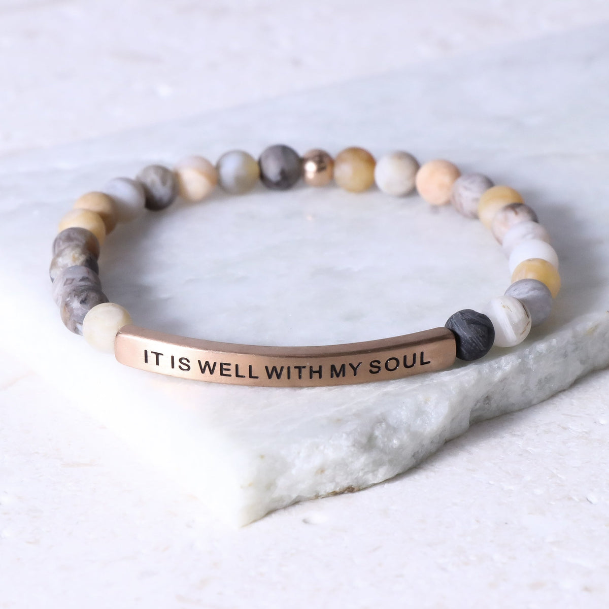 Christian bracelet engraved with “It Is Well With My Soul”