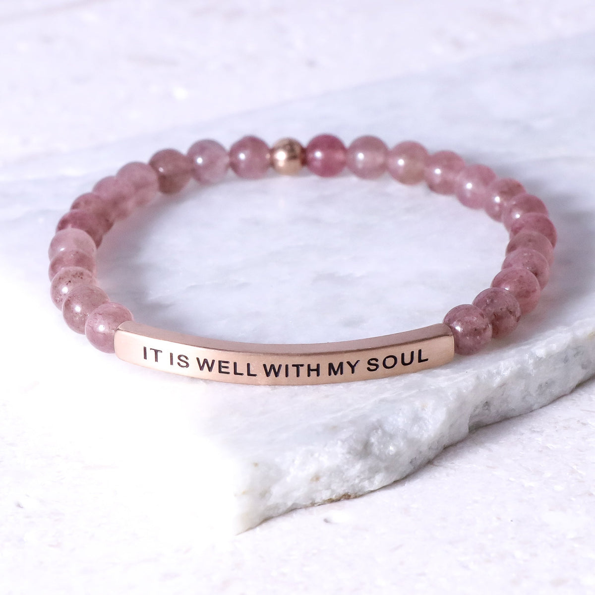 It Is Well With My Soul bracelet with natural gemstone beads