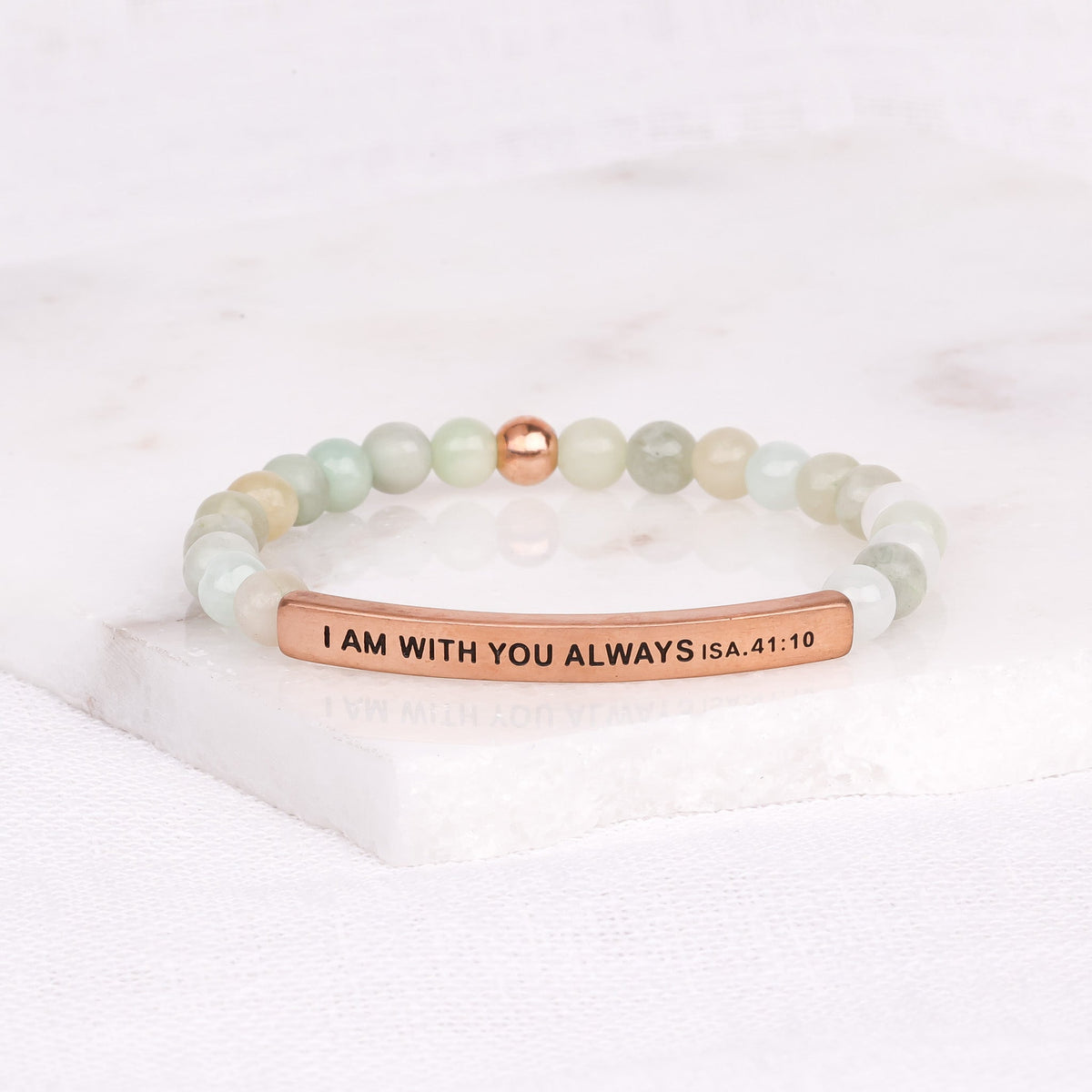 jade beaded engraved bracelet