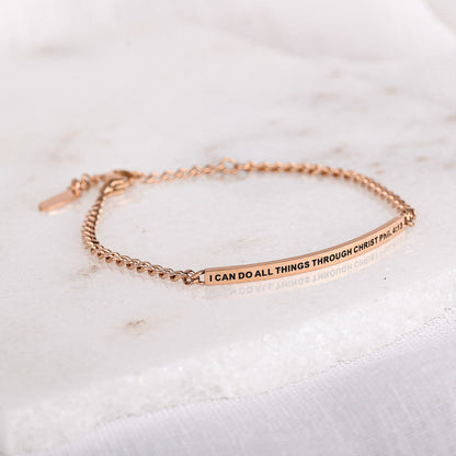 rose gold engraved chain bracelet