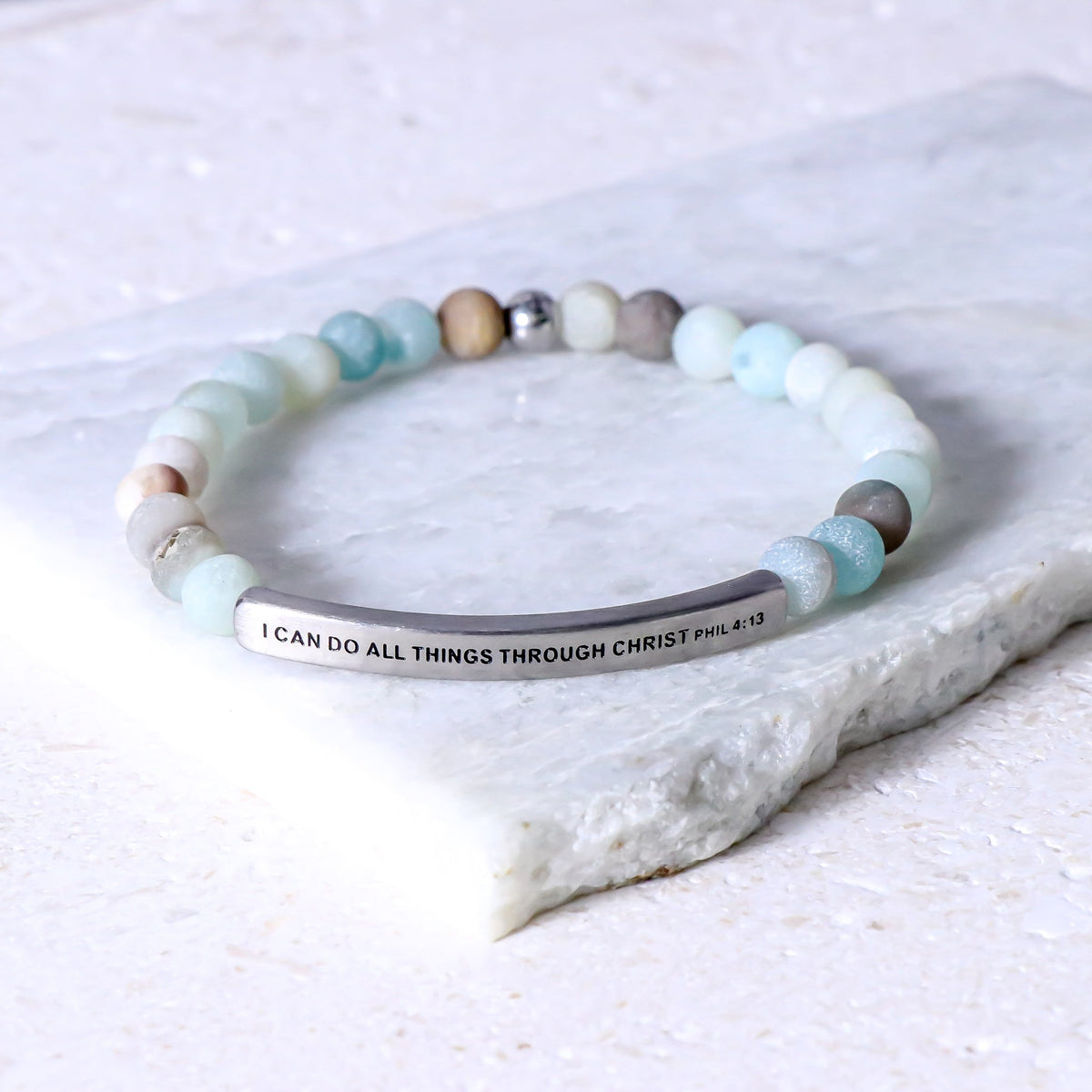 engraved beaded inspirational bracelet