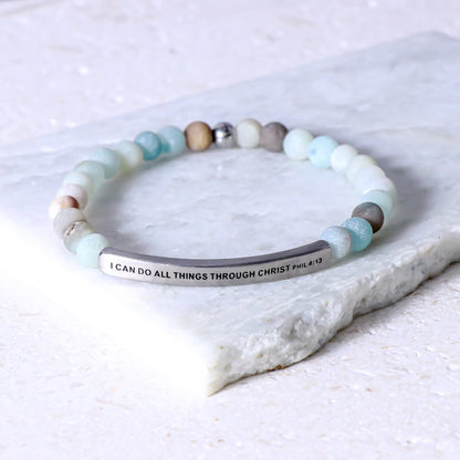 engraved beaded inspirational bracelet