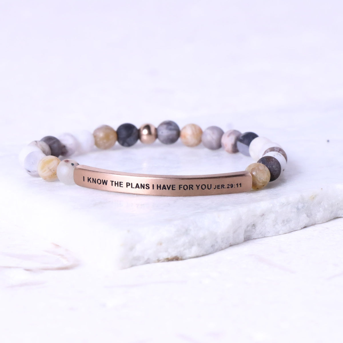 engraved earth stone bracelet
