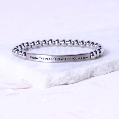 engraved beaded inspirational bracelet