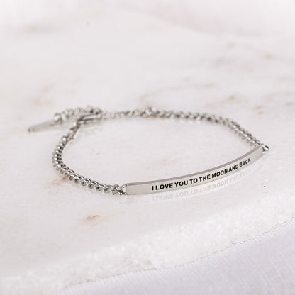 silver engraved chain bracelet for women