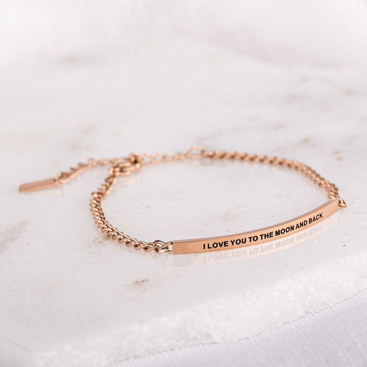 rose gold engraved bracelet