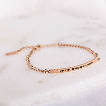 rose gold engraved bracelet