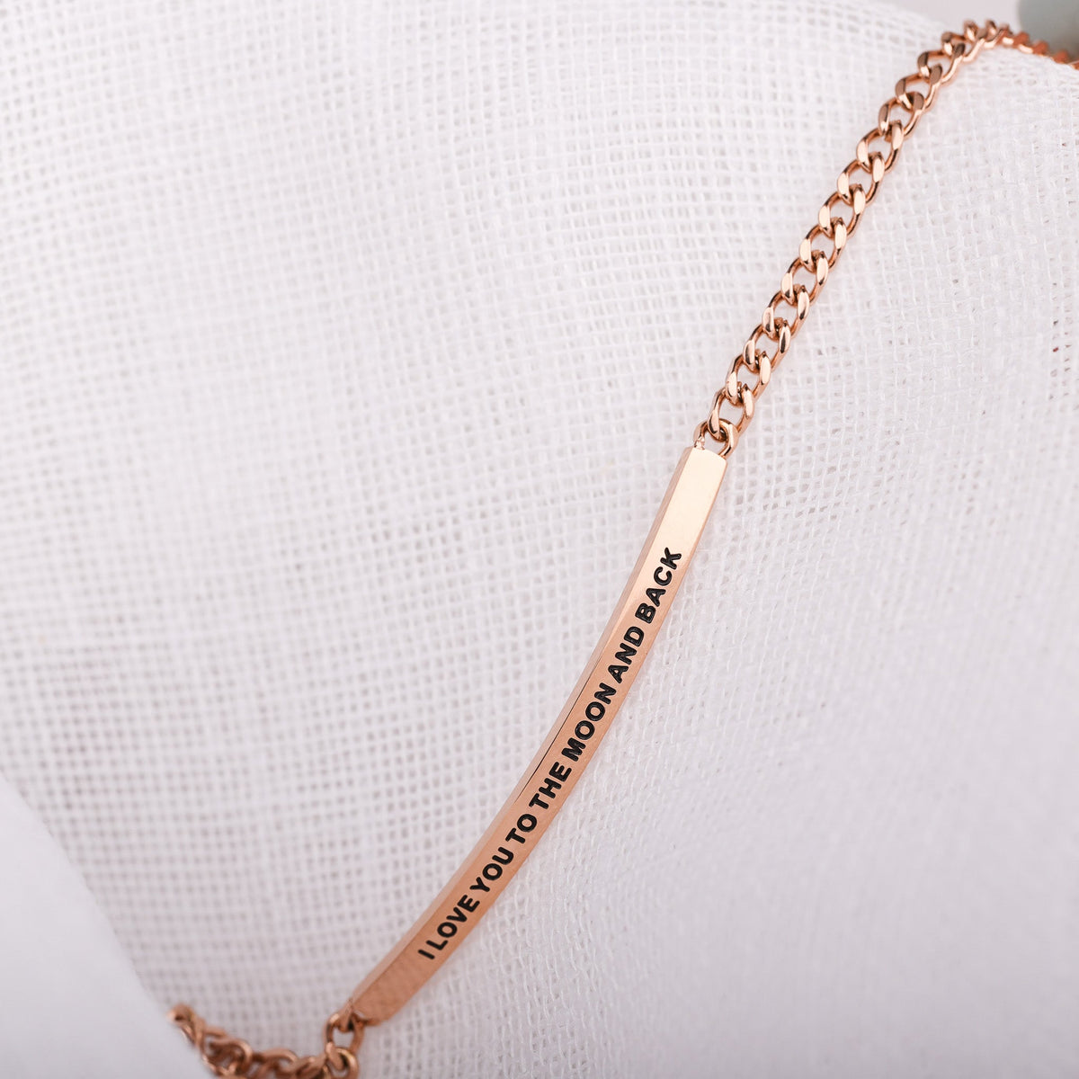 engraved rose gold message bracelet
