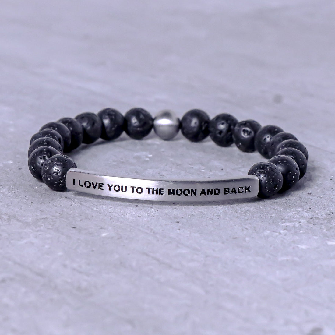lava stone engraved bracelet for men