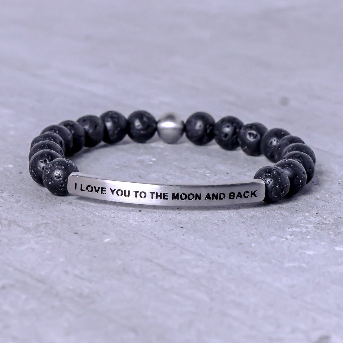 lava stone engraved bracelet for men