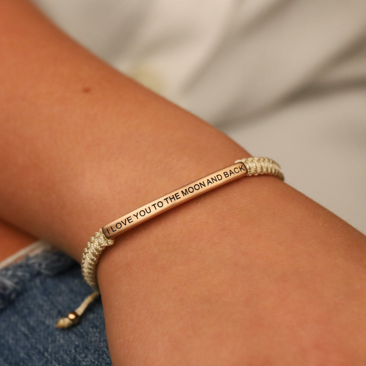 tan rope engraved bracelet
