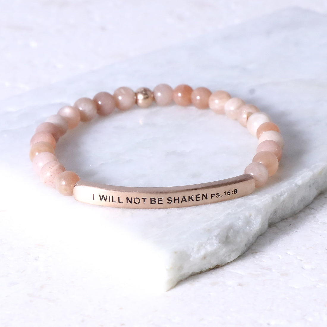 I WILL NOT BE SHAKEN PSALMS 16:8 engraved bracelet