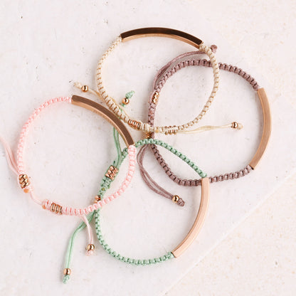 Kind Heart Fierce Mind Brave Spirit rope bracelet with engraved message
