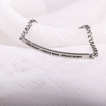 Kind Heart Fierce Mind Brave Spirit inspirational chain bracelet