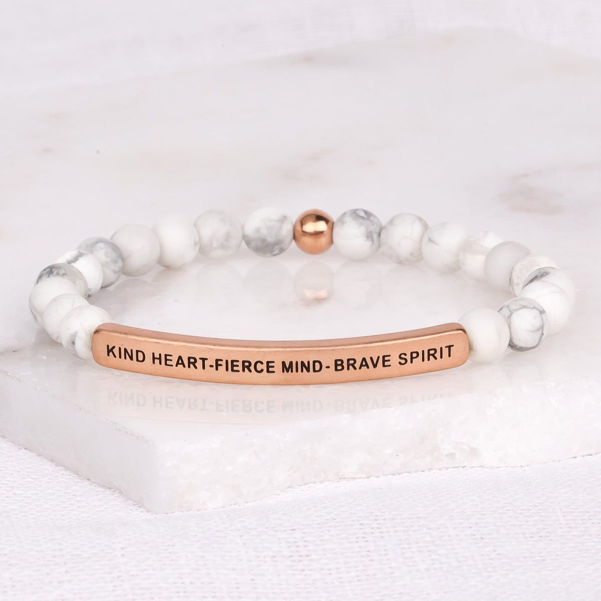 earth stone beaded inspirational bracelet