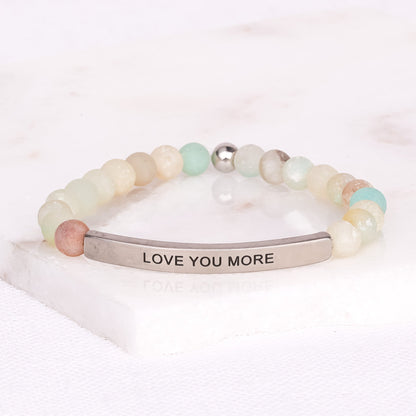 Beaded bracelet engraved with “Love You More”