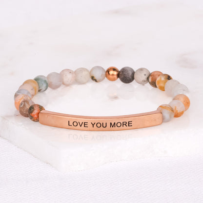 Inspirational beaded bracelet celebrating love and connection