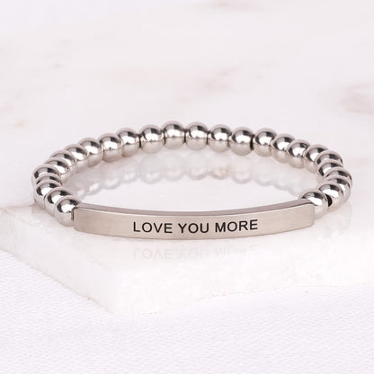 SILVER BEADED ENGRAVED BRACELET ROMANTIC GIFT