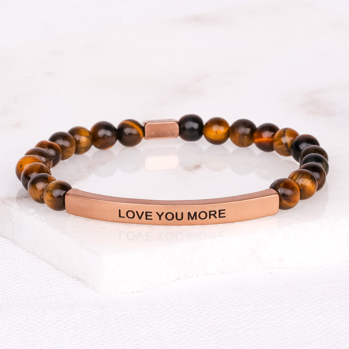 LOVE YOU MORE inspirational bracelet with natural gemstone beads