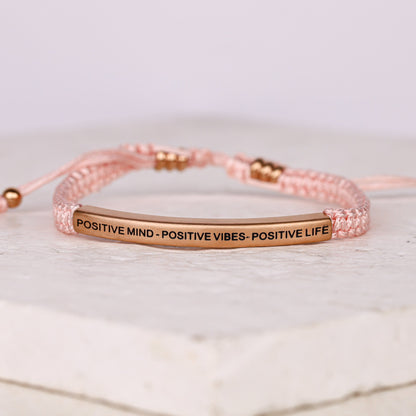 Positive Mind Positive Vibes Positive Life rope bracelet with inspirational message