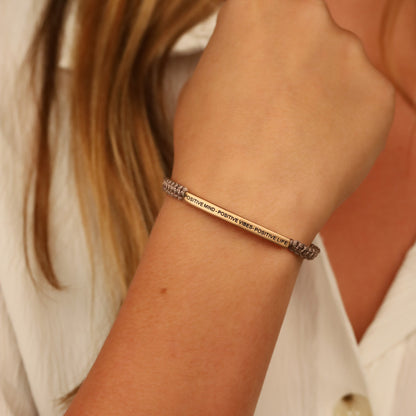 Positive affirmation rope bracelet celebrating positivity, confidence, and optimism
