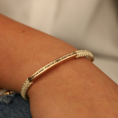 POSITIVE MIND POSITIVE VIBES POSITIVE LIFE inspirational rope bracelet