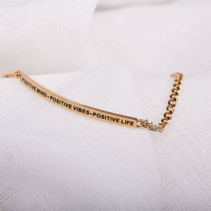Positive affirmation chain bracelet celebrating positivity, confidence, and optimism