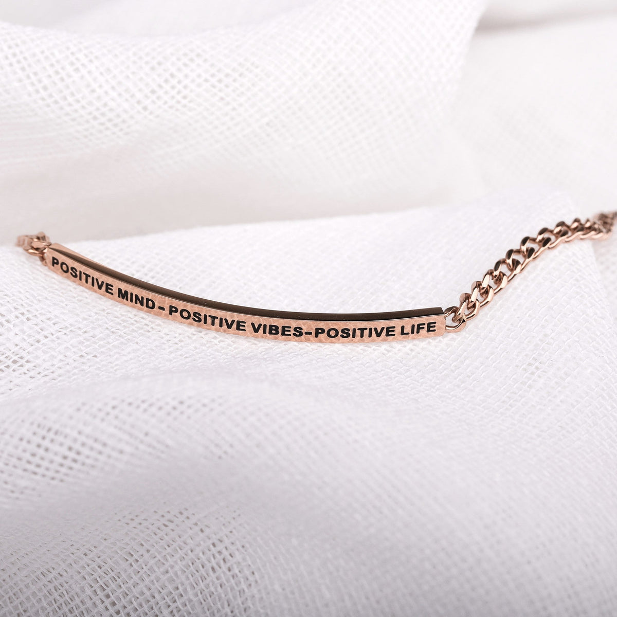 dainty chain rose gold bracelet with engraving