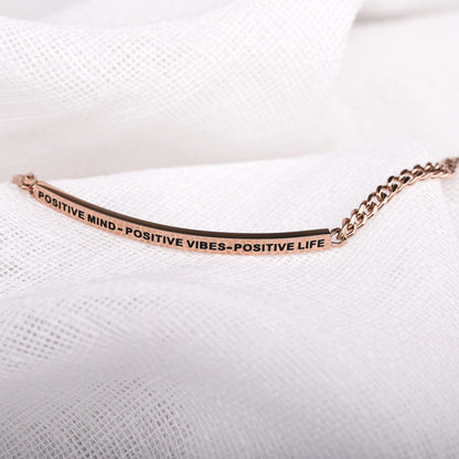 dainty chain rose gold bracelet with engraving