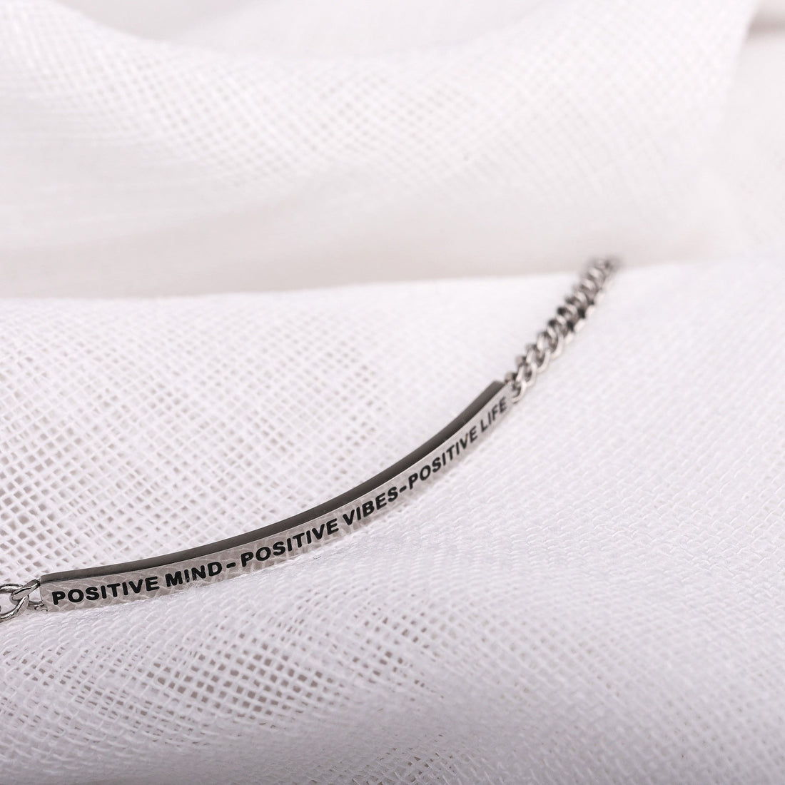 engraved silver chain bracelet for women