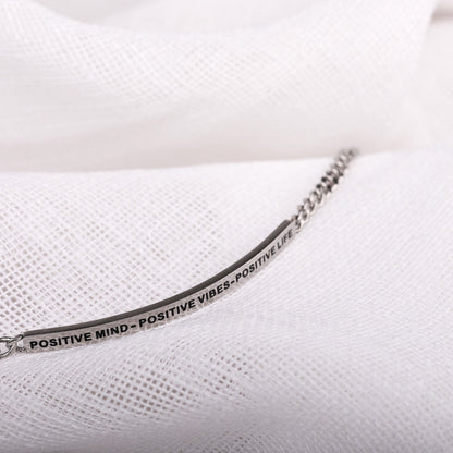 engraved silver chain bracelet for women