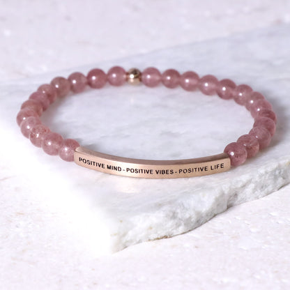 POSITIVE MIND POSITIVE VIBES POSITIVE LIFE bracelet with natural gemstone beads