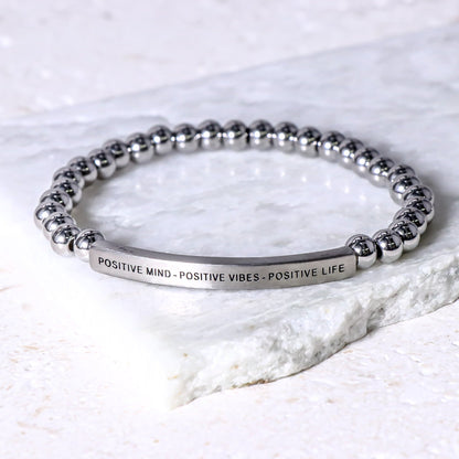 Positive Mind Positive Vibes Positive Life inspirational beaded bracelet