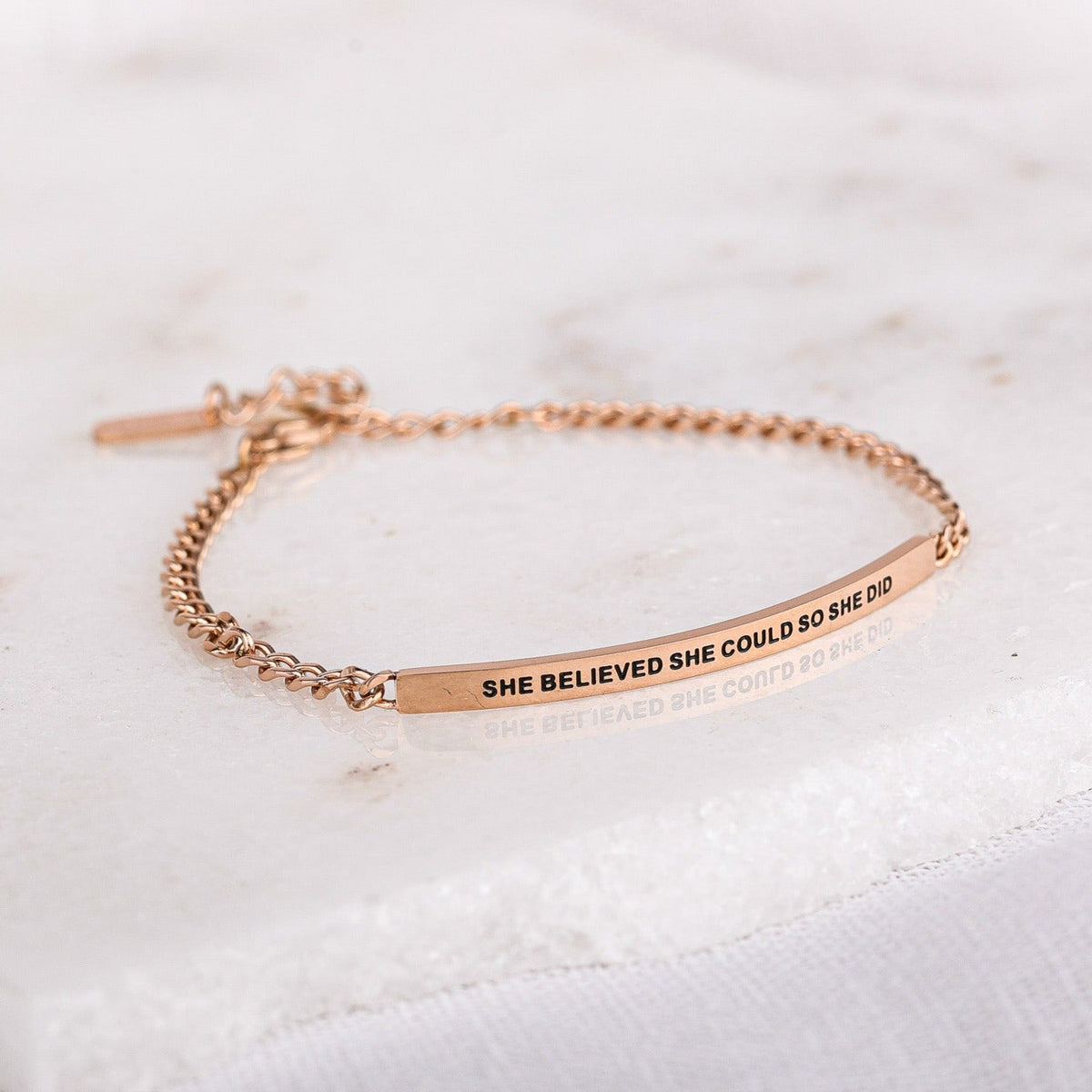 She Believed She Could So She Did motivational chain bracelet
