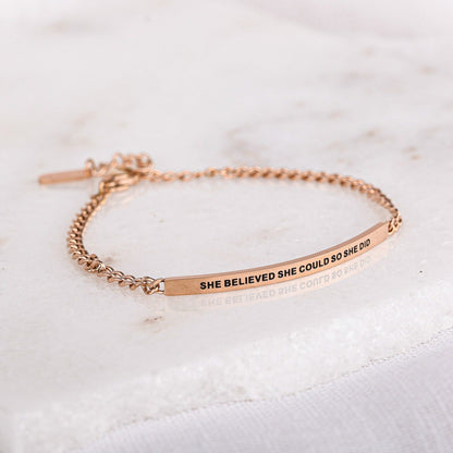 She Believed She Could So She Did motivational chain bracelet