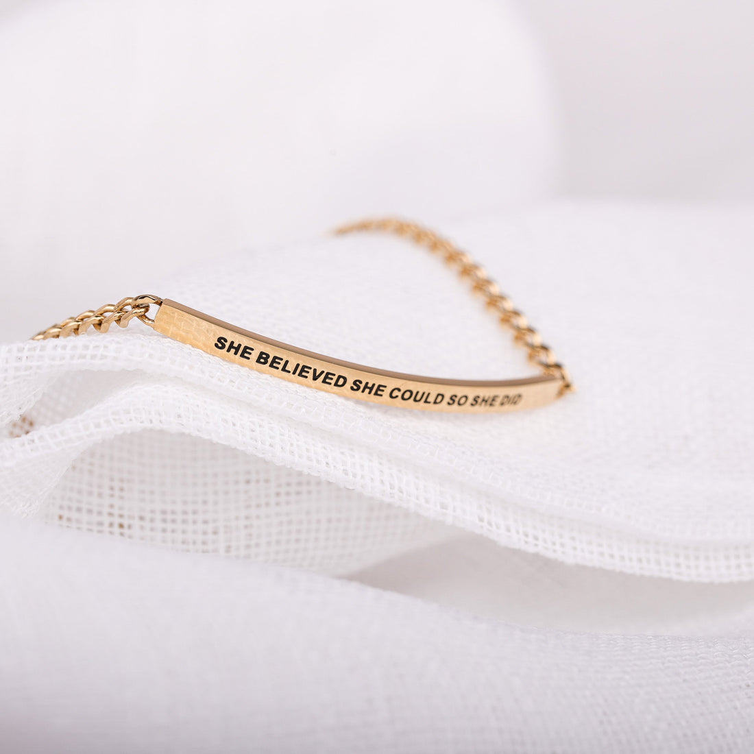 chain bracelet with engraved message
